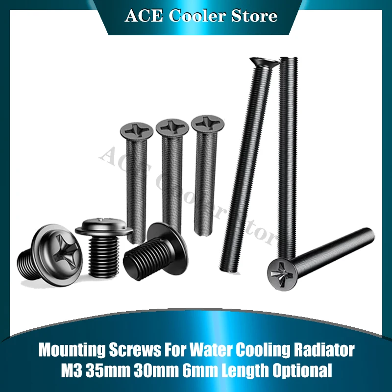 

Mounting Screws For Water Cooling Radiator, M3 6mm/30mm/35mm Length Optional, M3*35,M3*30,M3*6, 12Pcs/Lot