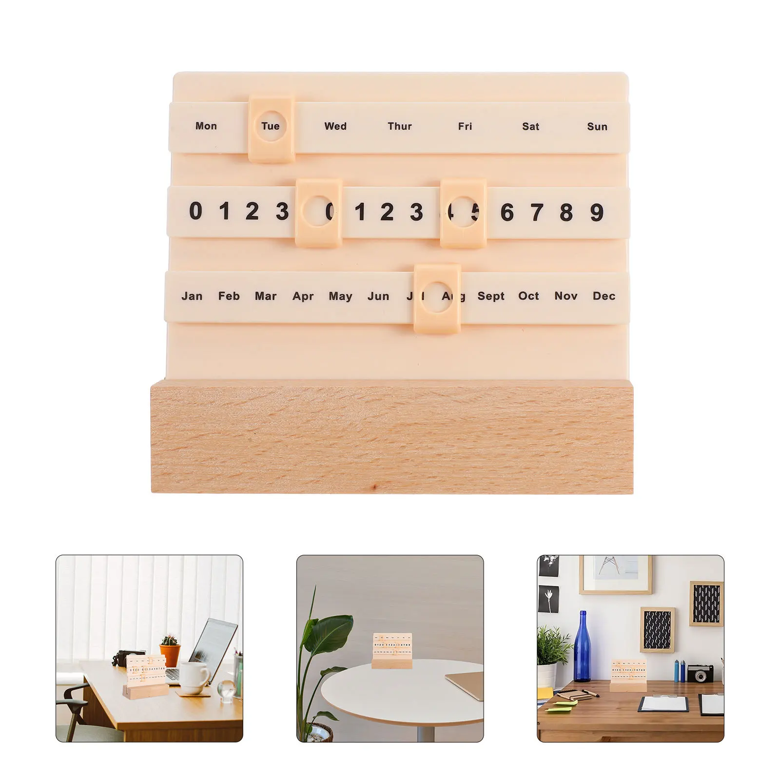 

Wood Perpetual Calendar Block 2025 Slide Flip Desk Organizer Monthly Date Display Mini Calendar Blocks For Home Office Desk