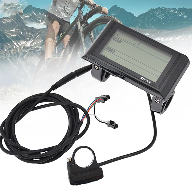 

AEF6-24-72V SW900 LCD Display Control Electric Bicycle Speed Meter Speedometer Wired Speed Counter Code Table E-Bike