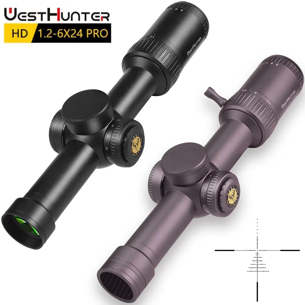 

WestHunter HD 1.2-6X24 IR Pro SFP Hunting Scope Compact Riflescope Illuminated Glass Etched Reticle Center Red Dot Optical Sight