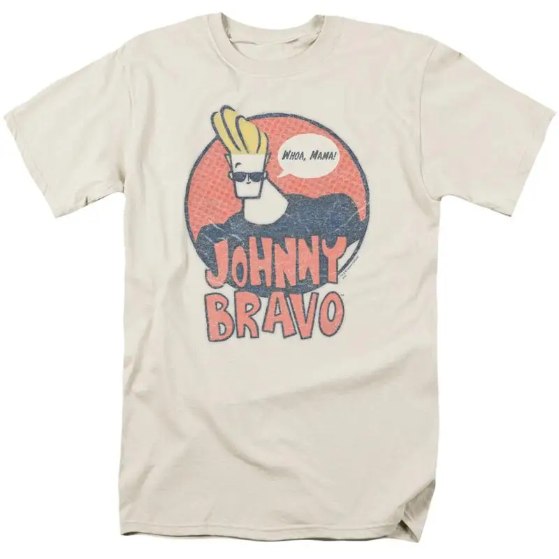 Johnny Bravo me quiere camiseta para hombre con licencia de dibujos animados Mercancía Whoa Mama! Crema