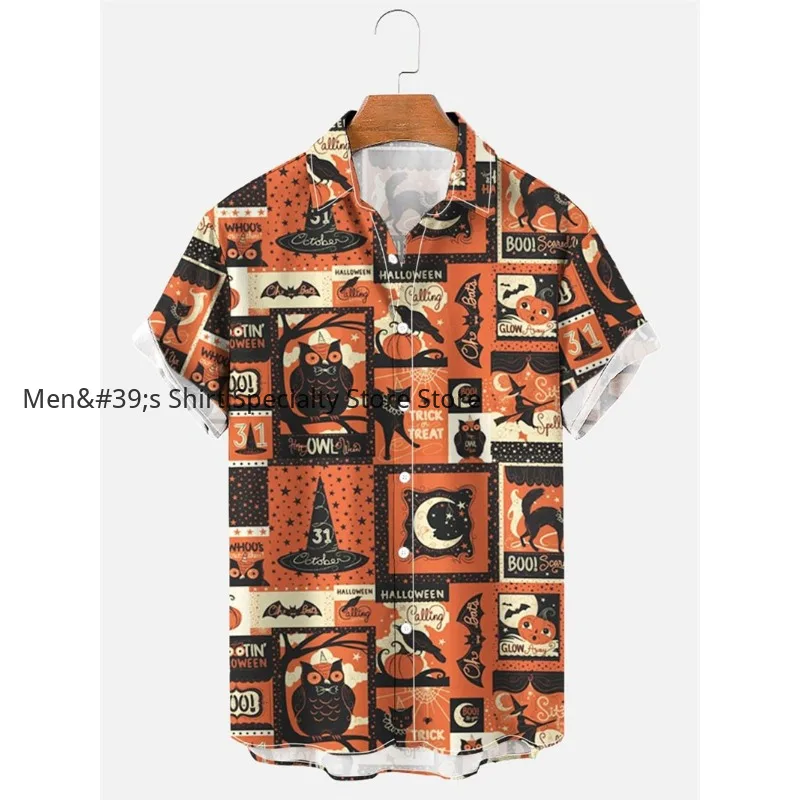 Men's Fashion Halloween Shirt Summer Cute Style Men's Clothing Party 2025 Fashionable