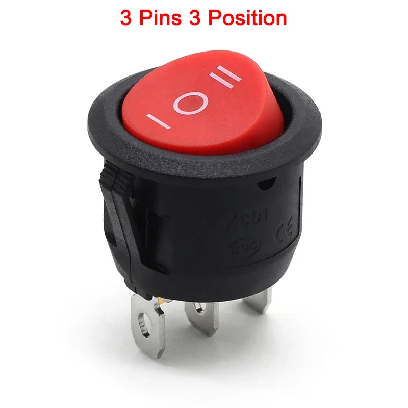1~300 Stück KCD1 LED-Wippschalter, rund, 2/3-polig, EIN-AUS-EIN, 2/3 Positionen, 6A/250VAC, 10A/125VAC, SPST, 23mm, Auto-Drucktastenschalter