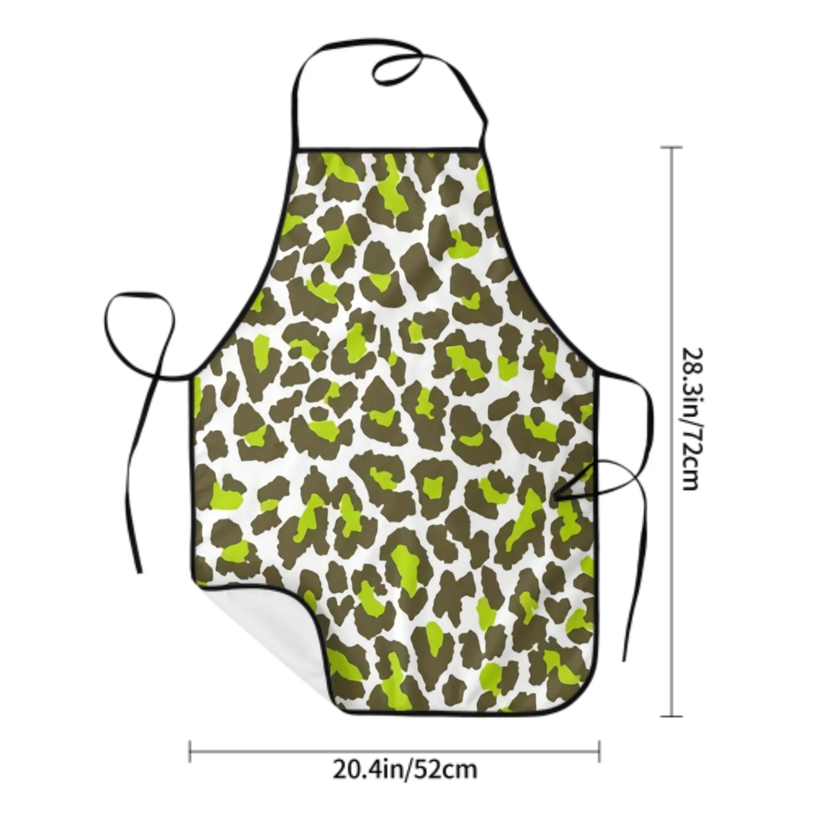 Cheetah Leopard Polyester locking hem Apron Home Cooking Baking Kitchen Black Apron Colorful Green And Gray Black And Gray