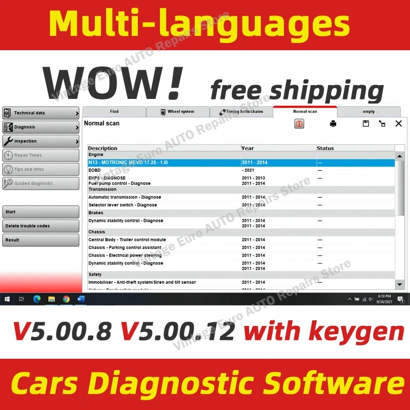 

2025 HOT For V5.00.12 WOW 5.00.8 R2 Software Multi-languages with Kengen For Wur+ths Tcs Multidiag Cars diagnostic Software Data
