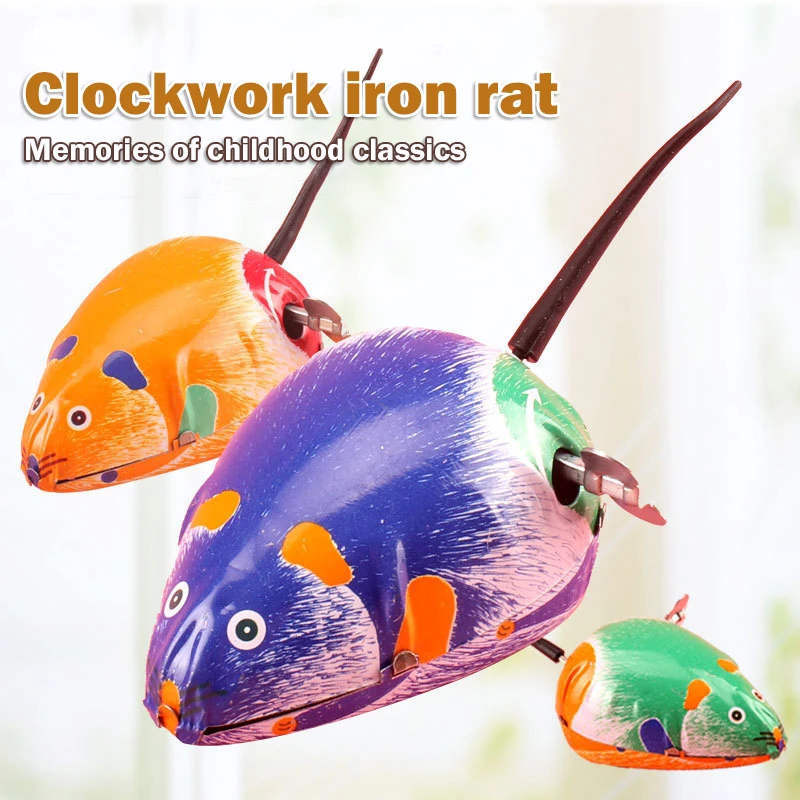 Clockwork Toy Classic Wind-up Jumping Frog Rabbit Mouse Rooster Tank Iron Sheet Action Figures Vintage Toy Kid Christmas Gift