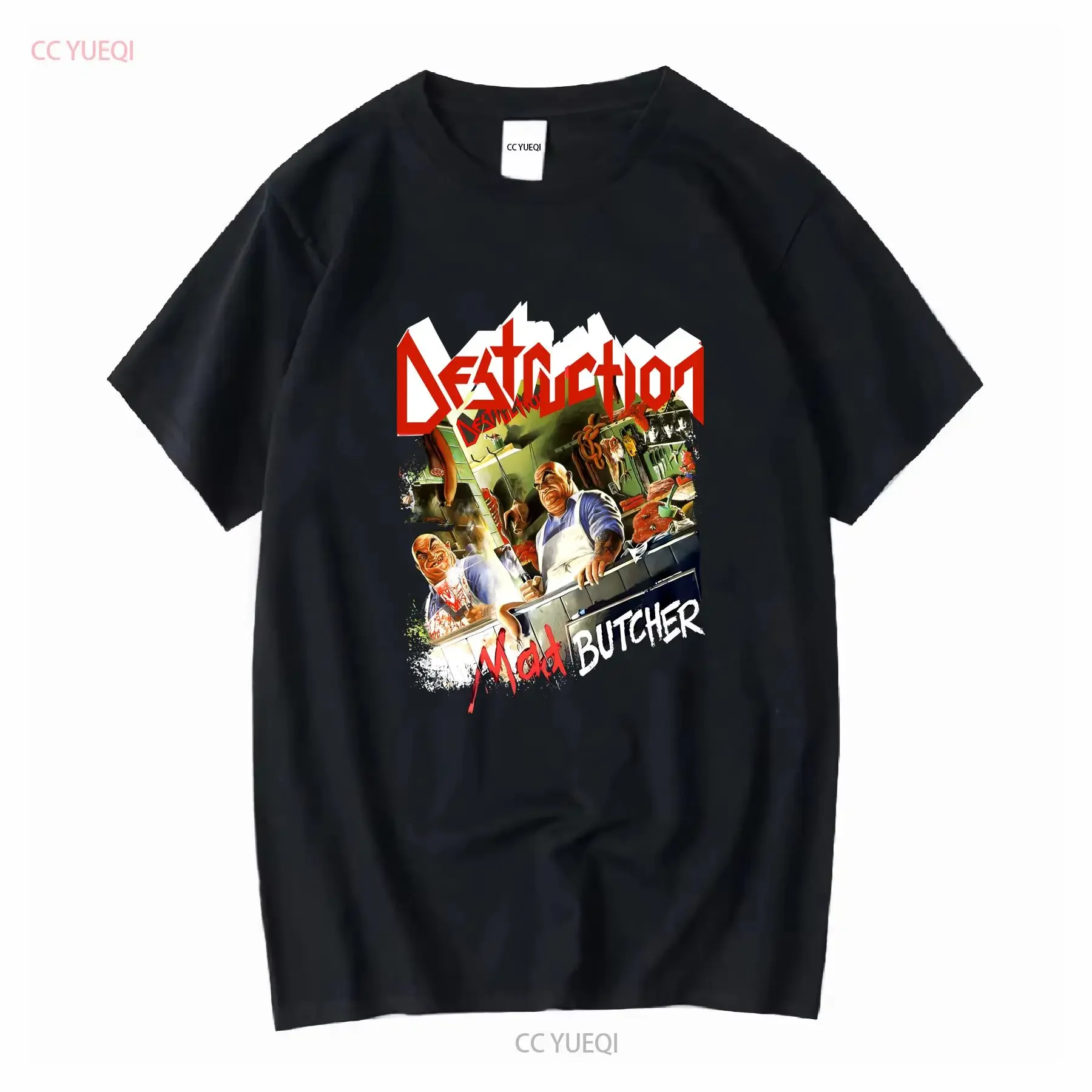 DESTRUCTION Mad Butcher Men's T Shirt long or short sleeves vintage Washed Versatile Soft homme Stretched graphic Stylish