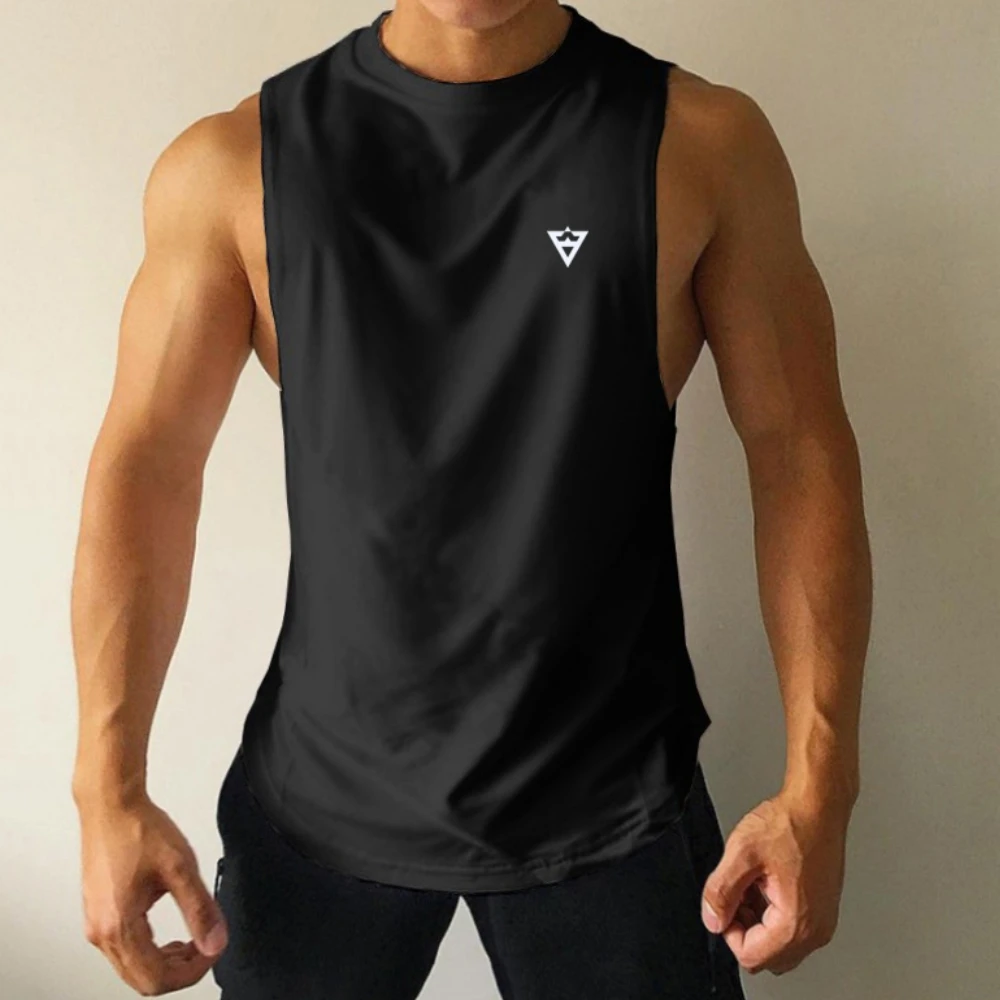 

Simple Solid Color Print Men's Tank Top Casual O-neck Sleeveless Shirt Fashion Breathable Gym Tee Summer Fitness Sports Man Vest
