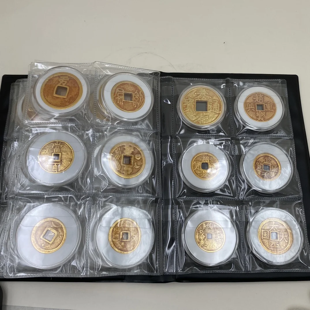 Decorative Gold Plated Copper Coins from Previous Dynasties in China (36 pieces)