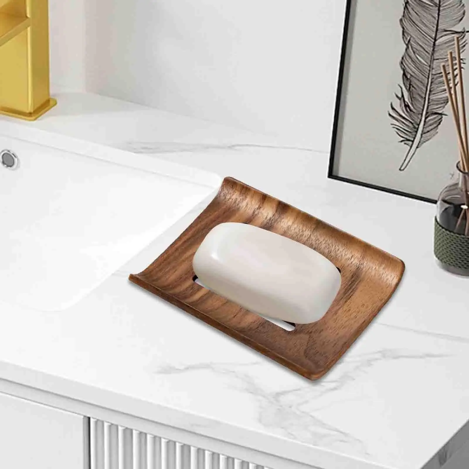 

Wood Soap Dish Large Easy to Clean Anti Slip Handmade Self Draining Soap Saver Tray for Home Kitchen Countertop Bathroom Hotel