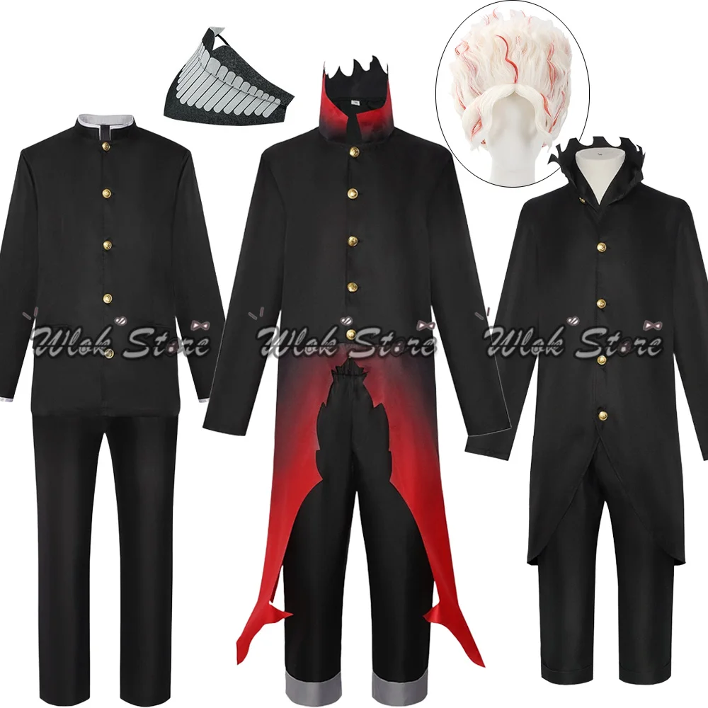 

Anime Takakura Ken Cosplay Costume Wig Mask Dandadan Black Uniform Suit Short Curly Hair For Men Women Halloween Party Outfits