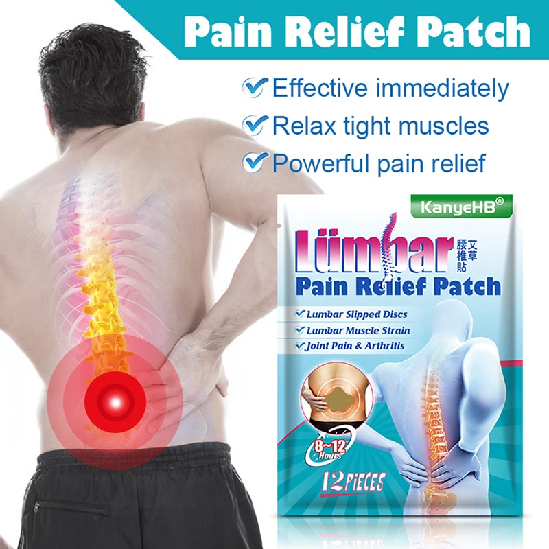 12Pcs/Bag Lumbar Vertebra Patches Back Neck Knee Pain Relief Plaster Natural Wormwood Plasters Pain Relief Body Care