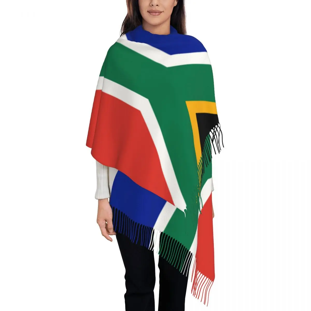 

Women's Scarf with Tassel South African Springboks Flag Long Winter Fall Shawl Wrap Gifts Cashmere Scarf