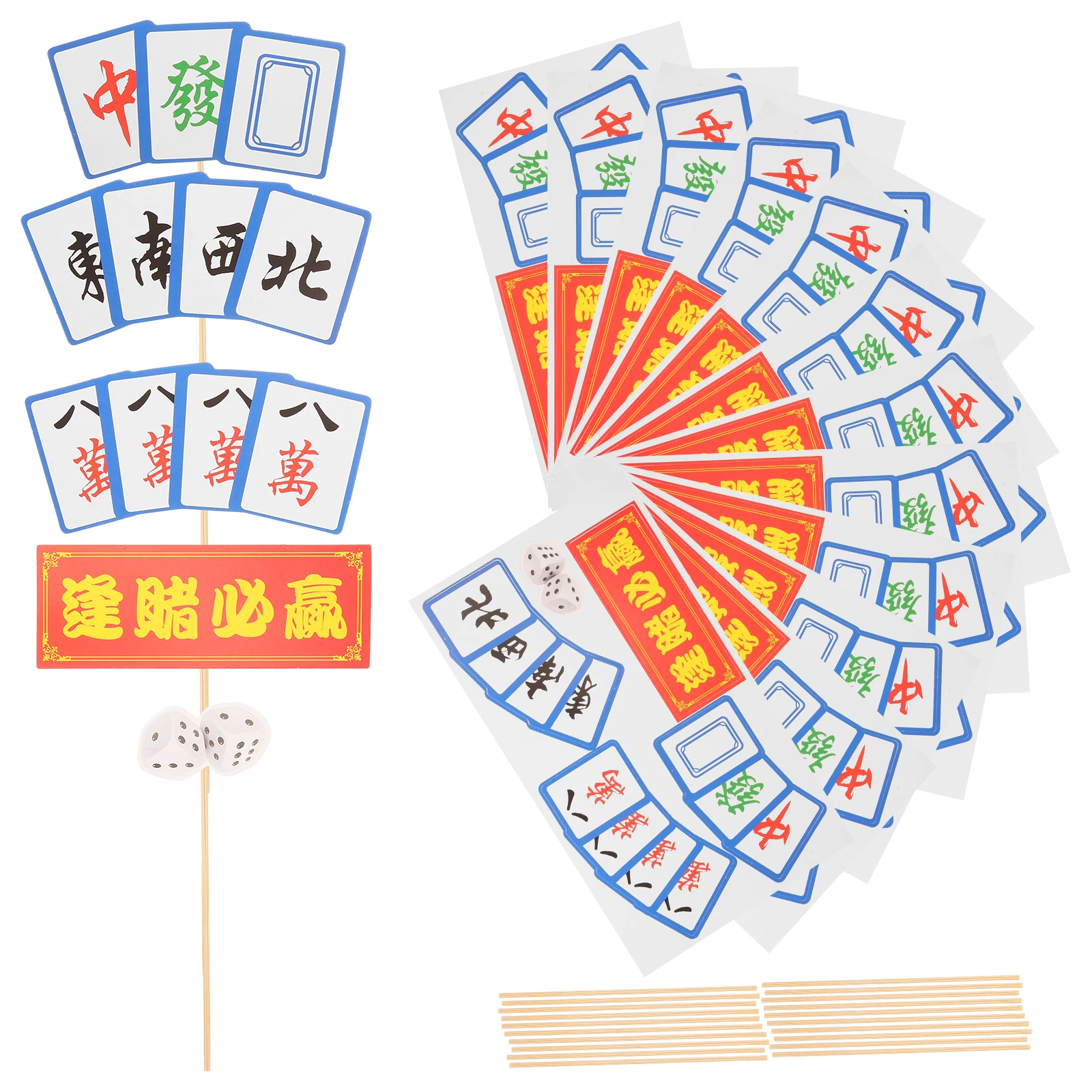 

80 Pcs Mahjong Cake Toppers Chinese Birthday Wedding Cupcake Picks Creative Tiles Number Sets Dessert Accessories