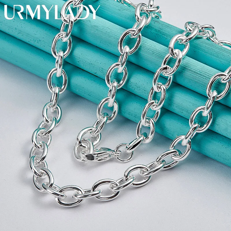 URMYLADY 925 Sterling Silver Link Chain 18 Inch Necklace For Men Women Wedding Party Fashion Jewelry