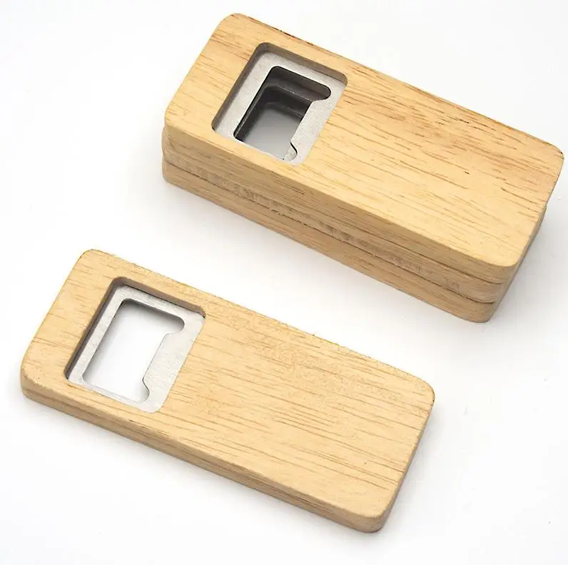 Wood Beer Bottle Opener Stainless Steel With Square Wooden Handle Openers Bar Kitchen Accessories Party Gift ni110