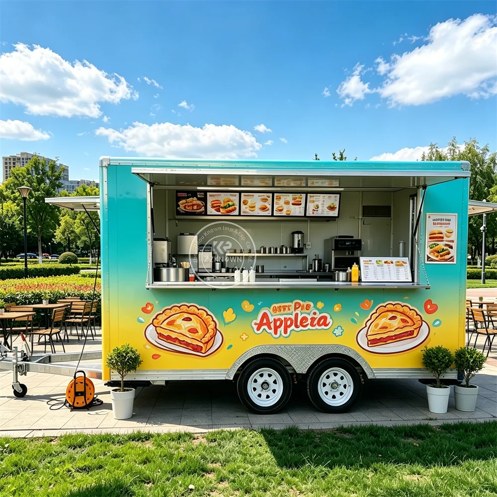 Outdoor Street Catering Truck Mobile Fast Food Trailer Snack Food Truck Trailer With Full Kitchen Equipments