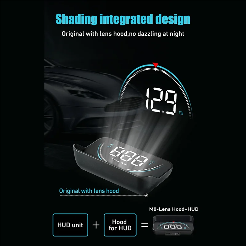 

M8 HUD Проекционный дисплей OBD Автомобильный дисплей Спидометр Универсальный Простая установка Простота в использовании