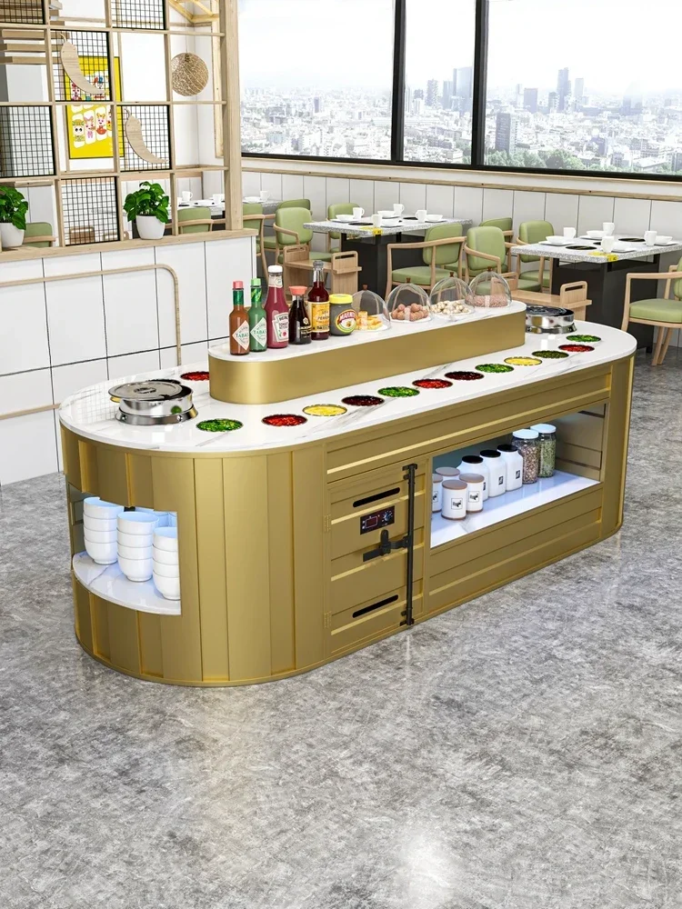 Self-service hot pot restaurant seasoning table, refrigerated and fresh-keeping small material  string fragrant sauce