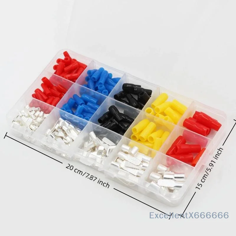 140/260Pcs Set Insert C45 1.5-10mm2 Copper Circuit Breaker Safety Crimper Plug Pin Shaped Cable Lug Crimp Terminal Kit