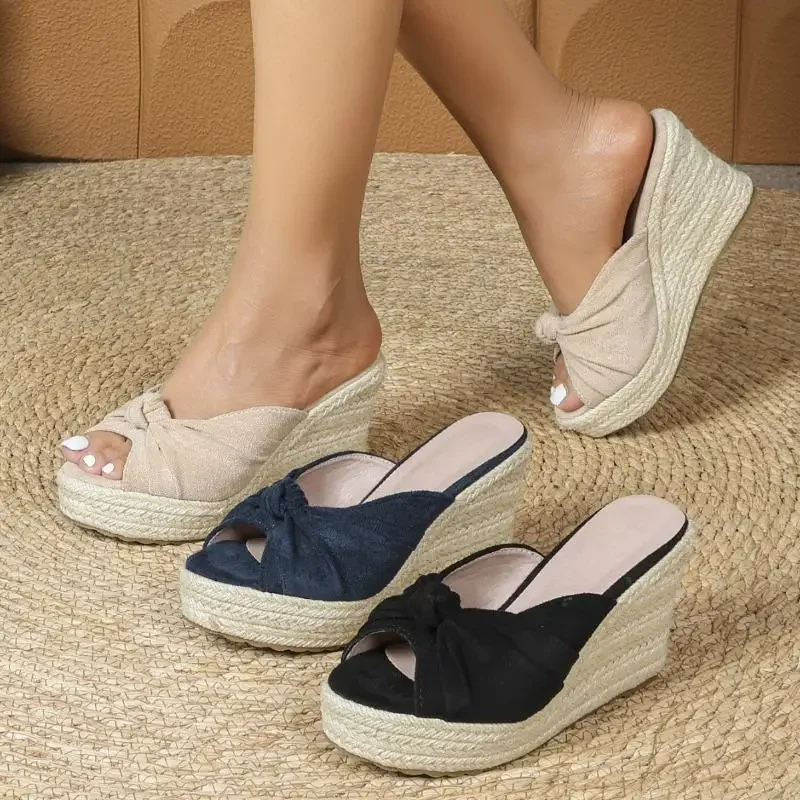 2025 Summer Shoes Women Wedge Sandals Peep toe Fashion Brand Ladies Party Shoes Wedge Sandals 10cm Plus Size 42 DX505