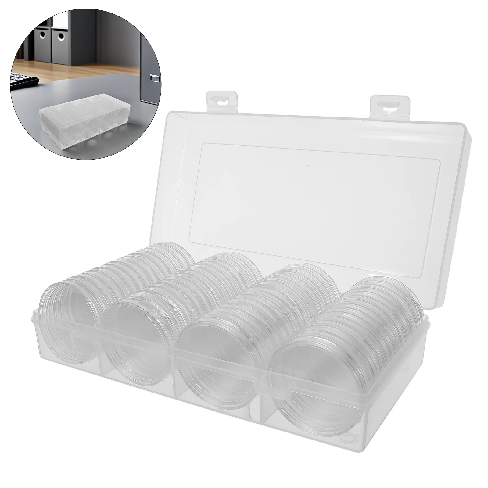 

Modern Design Coin Storage Holder Closure Display Box for Numismatics Protection and Organization Silver Tone
