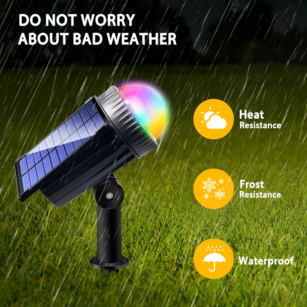 Obrázek 7: RGB solární reflektory outdoorové solární krajina světel vodotěsný nastavitelný zeď lampa pro patio pathway ráhno sad příjezdová cesta kaluž