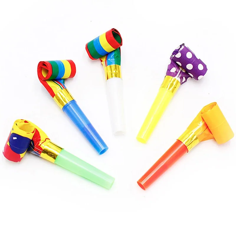 1pcs Colorful Stripes Party Blower Blowout Horn Whistle Noise Maker For Children Birthday Party Supplies Pinata Gift