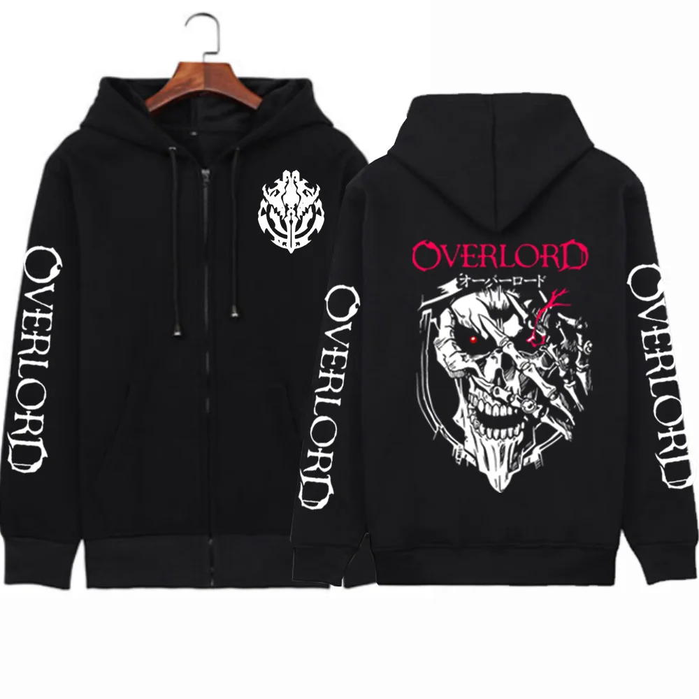 Japan Anime Overlord Printed Horror Skull Hoodie Women Men Harajuku Sweatshirt Ainz Ooal Gown Zip Up Jacket Clothing Tops