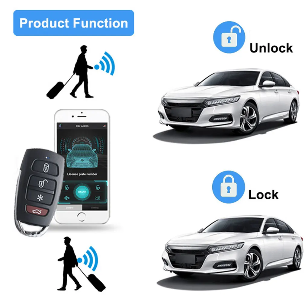 Car Alarm System Remote Door Central Keyless Lock Safety Electronic