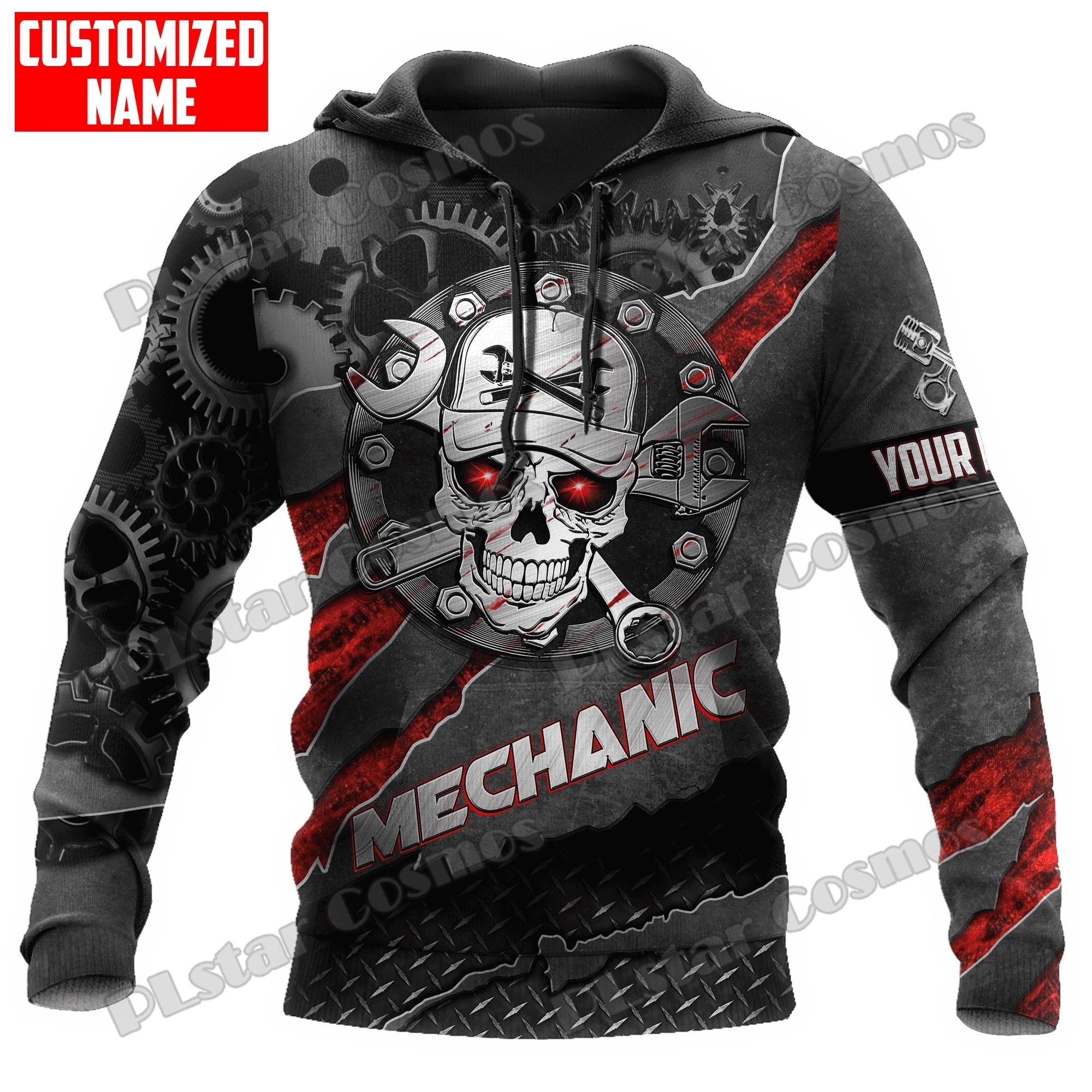 Personalized Mechanic Skull Tool Metal 3D Printed Men's Hoodie & Sweatshirt Autumn Unisex Streetwear Casual zip hoodies DK595