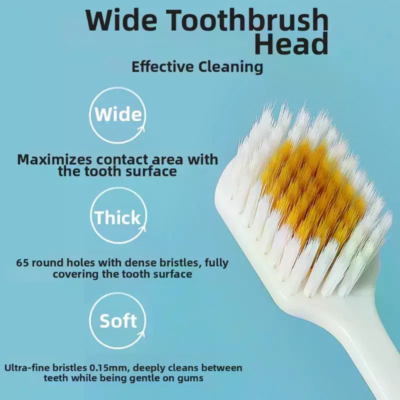 3 PCS Soft Bristle Wide Head Toothbrush Non Slip Ergonomic Handle 3 Pack Perfect For Daily Home Oral Care For All Family Members