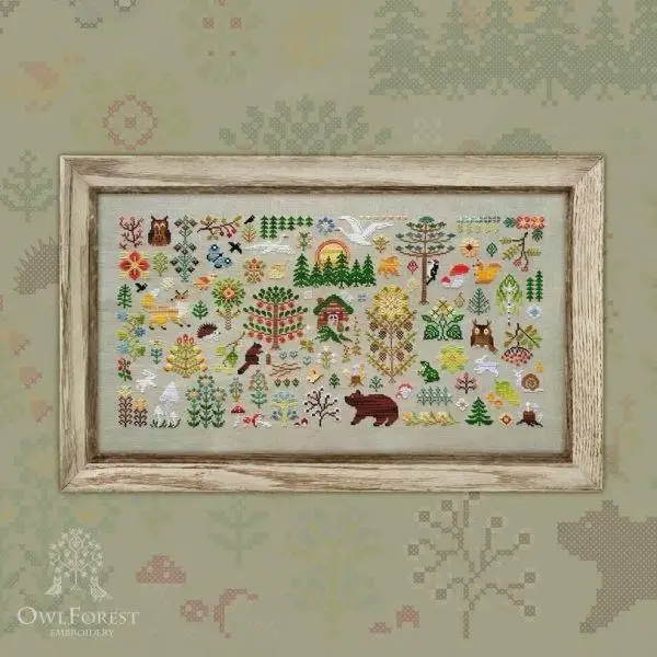 Cross stitch Kit  Canvas Cross Stitch Embroidery Set  20-Owl - Embroidery Magic Forest 62-37 Cross Stitch Set