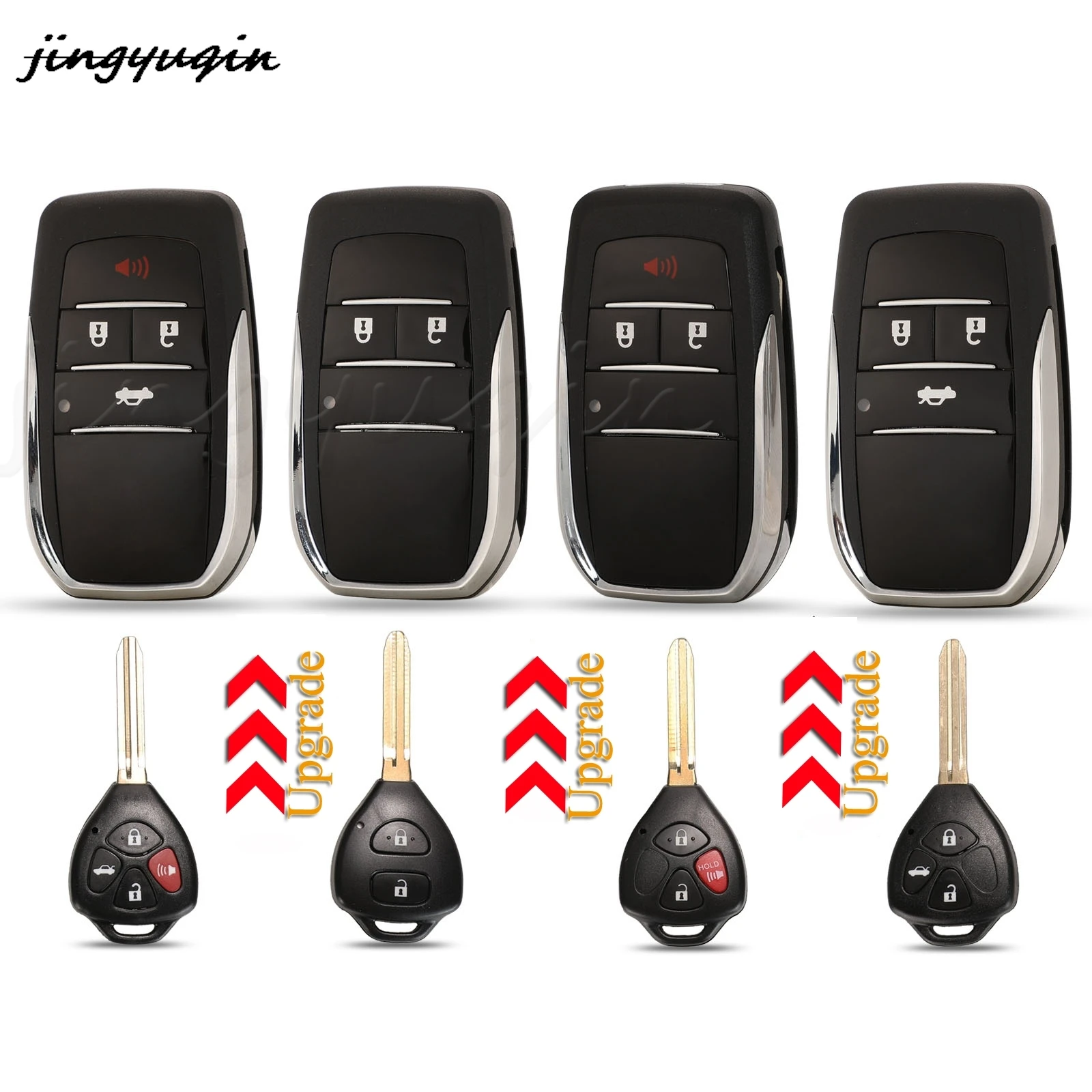 jingyuqin Remote Key Shell Case Fob For Toyota Corolla Yaris Prado Tarago Camry RAV4 REIZ Crown Avalon Venza Toy47/toy43 Blade