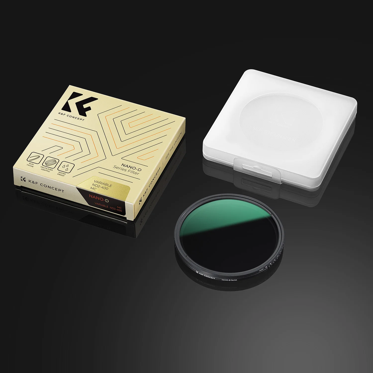 K&F Concept ND2-ND400 Variable Filter 1-9 Stop 24 Layers Nano-coating 49-82mm Optical Glass for Nikon Canon Camera Lenses Filter