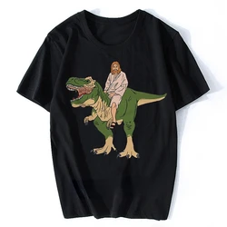 Novelty Jesus Ride on Dinosaur Funny Tshirt Men Summer New White Casual Homme Cool Hipster Shirt Tee Funny Harajuku Streetwear