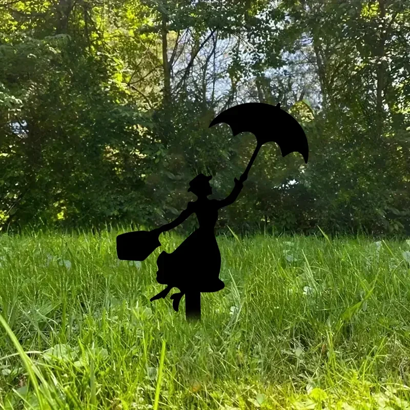 1pc Lady Silhouette Garden Sign With Stake Ground Insert Garden Decor, nsert Decor for Garden Patio, Fence Yard Lawn Art Decor