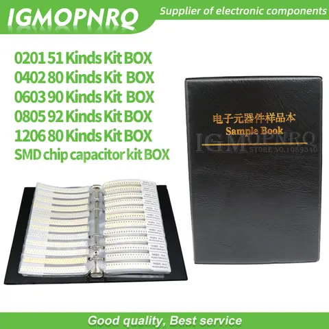 1 Book 0201 0402 0603 0805 0402 SMD chip capacitor combination kit 0.5PF ~ 10uf capacitor sample book capacitor