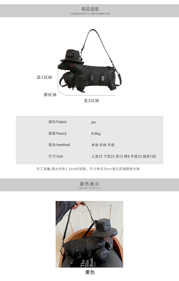 2026 Novelty 3D Dachshund Shaped Bag for Women with Mini Hat Buckle Design Cartoon Crossbody Streetwear Fashion Shoulder Purse