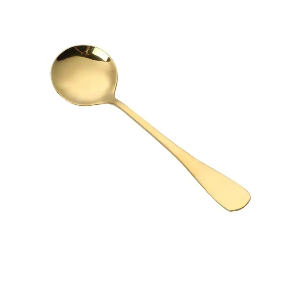 5Pcs Rustless Steel Metal Spoon Smooth Polished Solid Serving Spoon Ergonomic Handle Practical Dessert Spoon For Cereal
