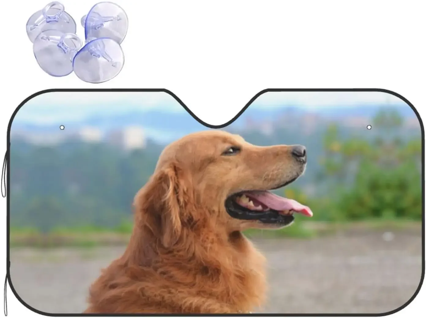 Golden Retriever Dog Pattern Sun Shade Front Window Sunshade for Most Sedans SUV Truck Blocks Uv Rays Keeps Your Vehicle Cool