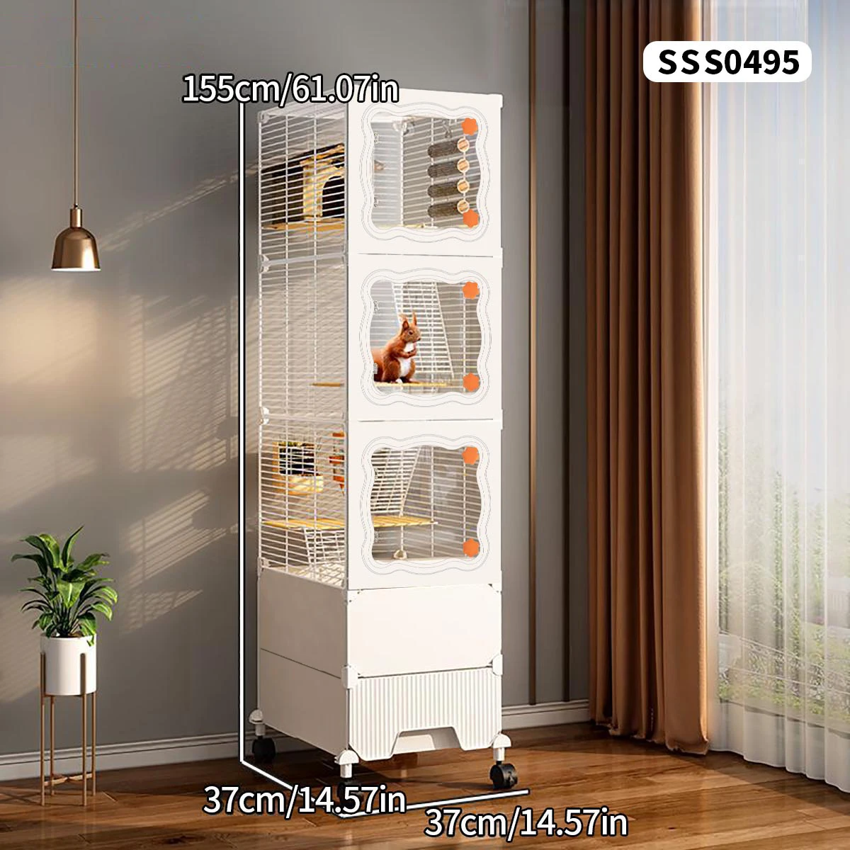 Squirrel Cage with Movable Drawer-Type Toilet, Large Size for Home Use, Indoor Small Pet Cabinet Cage, Luxury Villa House for Sugar Gliders and Fancy Mice