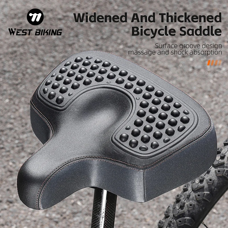 

WEST BIKING Ergonomic Bicycle Saddle Widened Thickened MTB Road Bike Seat Cushion Comfortable Shock Absorption E-Bike Saddle