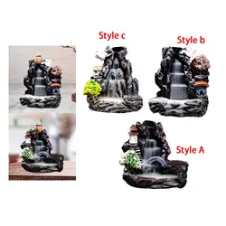 Waterfall Incense Holder Simple Statue Ornament Incense Cone Burner Backflow Incense Burner for Desktop Home Decoration