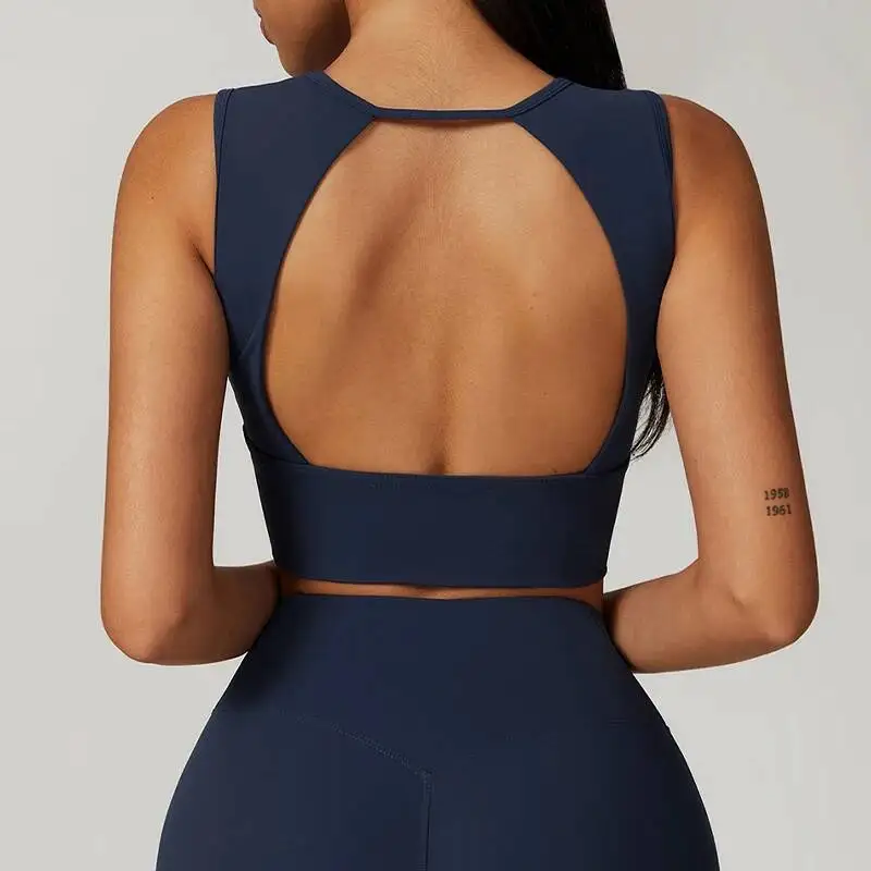 

Backless Vest Woman Push Up Yoga Clothing Gym Women Shockproof Sports Bra Fiess Running Workout Tank Top Female