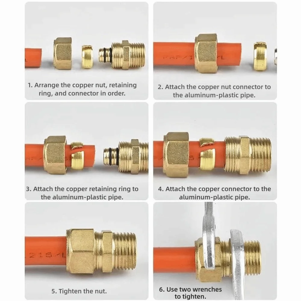 New Male/Female Thread Brass Pipe Fitting 2/3 Ways 1216 Brass Joint Aluminum Plastic Pipe Fittings Floor Heating
