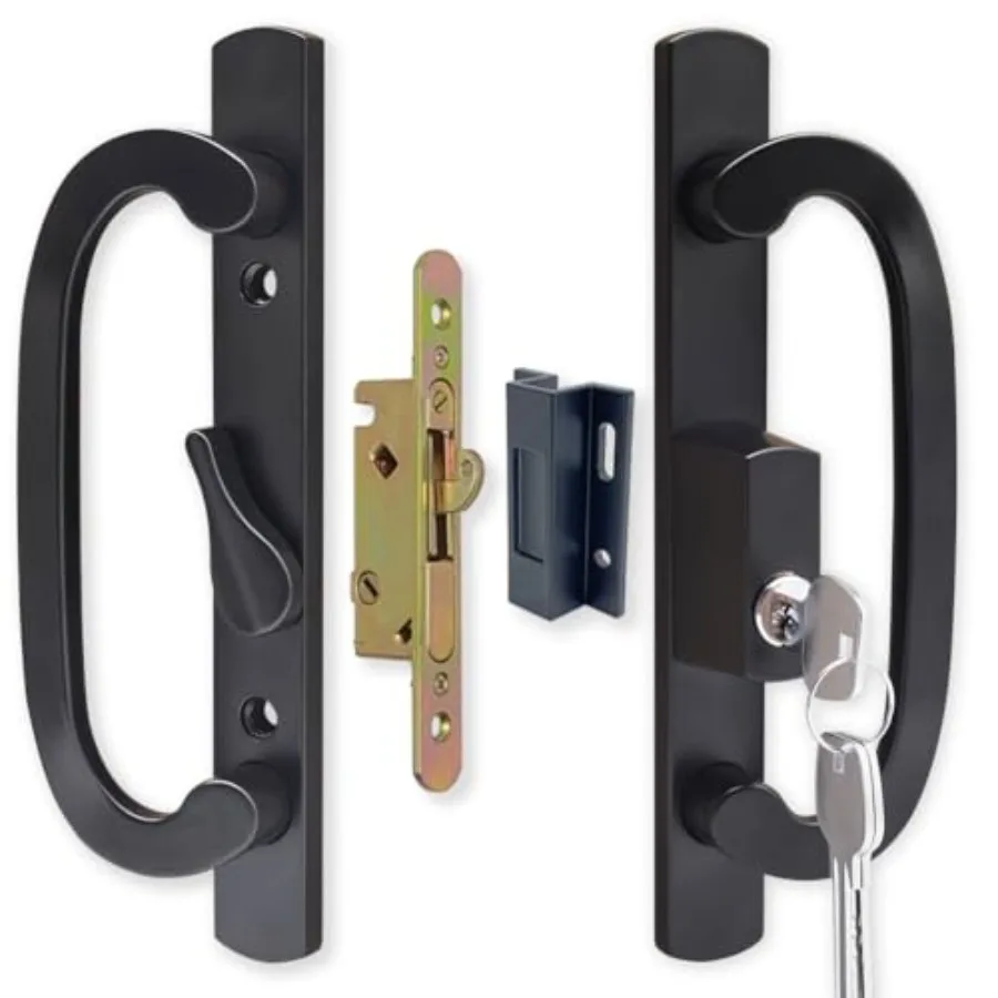 

Patio Sliding Door Handle Set with Mortise Lock, Key Cylinder and Keeper, Replacement Handle Lock Set Fits Door Thickness from