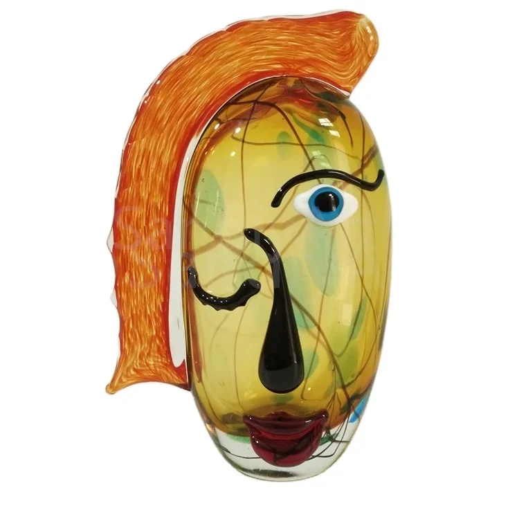 Hand made murano glass abstract face statue tabletop decoration business birthday gift