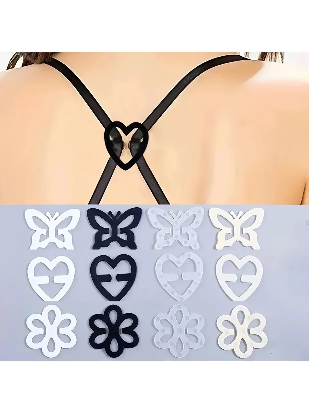Boucle antidérapante pour sous-vêtements, 4/12 pièces, boucle de soutien-gorge Invisible, bretelles réglables en forme de cœur papillon, Clip intime