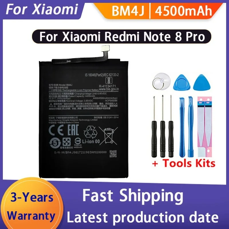 100% NEW 4500mAh BM4J Battery For Xiaomi Redmi Note 8 Pro Note8 Pro Genuine Replacement Phone Batteries